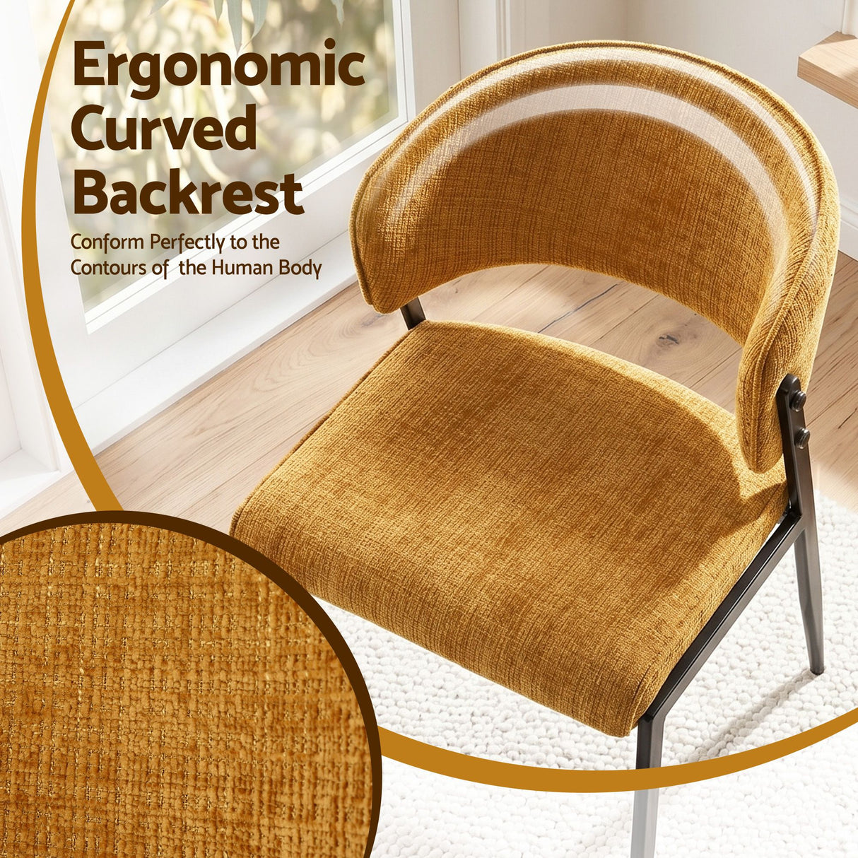 Tanunda mustard linen dining chair in a modern dining room