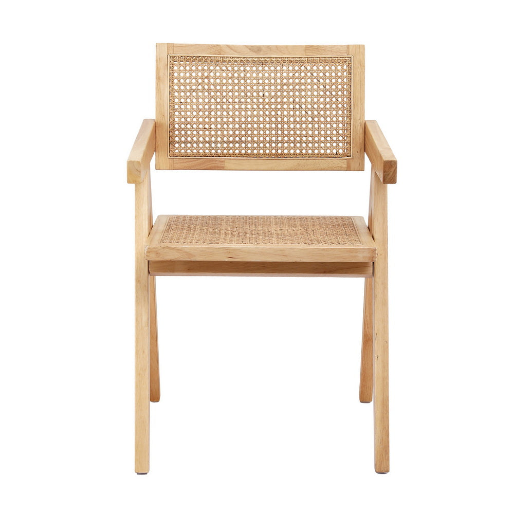 Modern Retro Handcrafted Rattan Dining Chair with Armrests — 1, 2 or 4 Chairs — Allure Home Collections