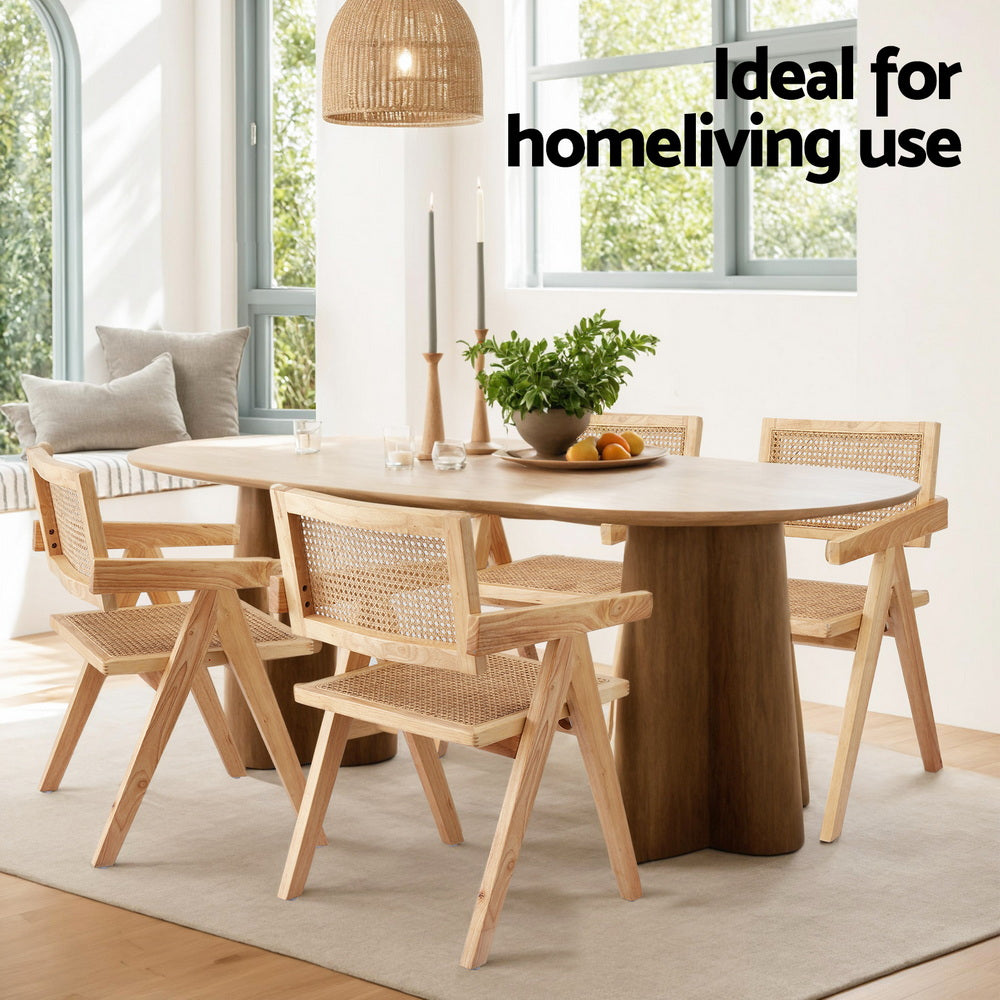 Modern Retro Handcrafted Rattan Dining Chair with Armrests — 1, 2 or 4 Chairs — Allure Home Collections