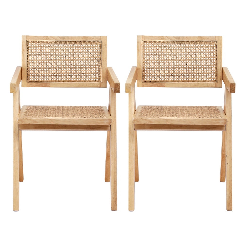 Modern Retro Handcrafted Rattan Dining Chair with Armrests — 1, 2 or 4 Chairs — Allure Home Collections