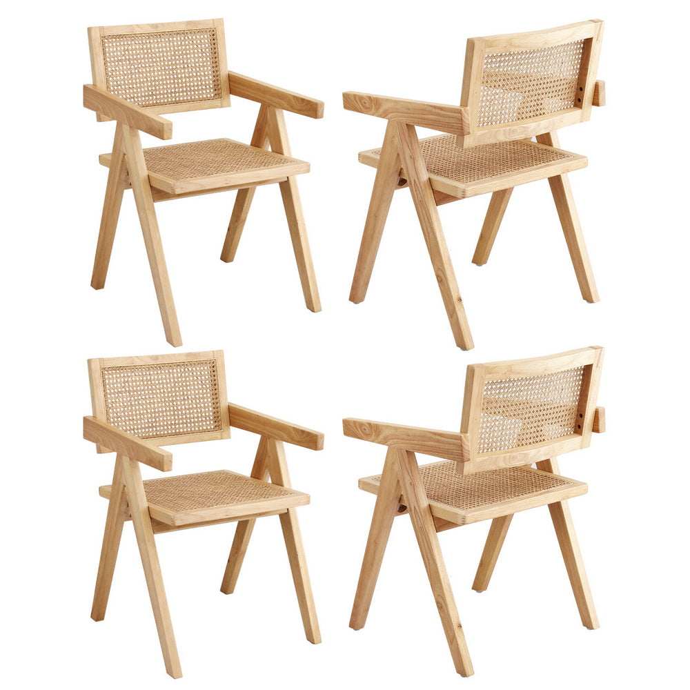 Modern Retro Handcrafted Rattan Dining Chair with Armrests — 1, 2 or 4 Chairs — Allure Home Collections