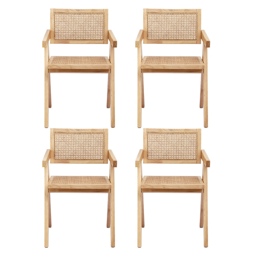 Modern Retro Handcrafted Rattan Dining Chair with Armrests — 1, 2 or 4 Chairs — Allure Home Collections