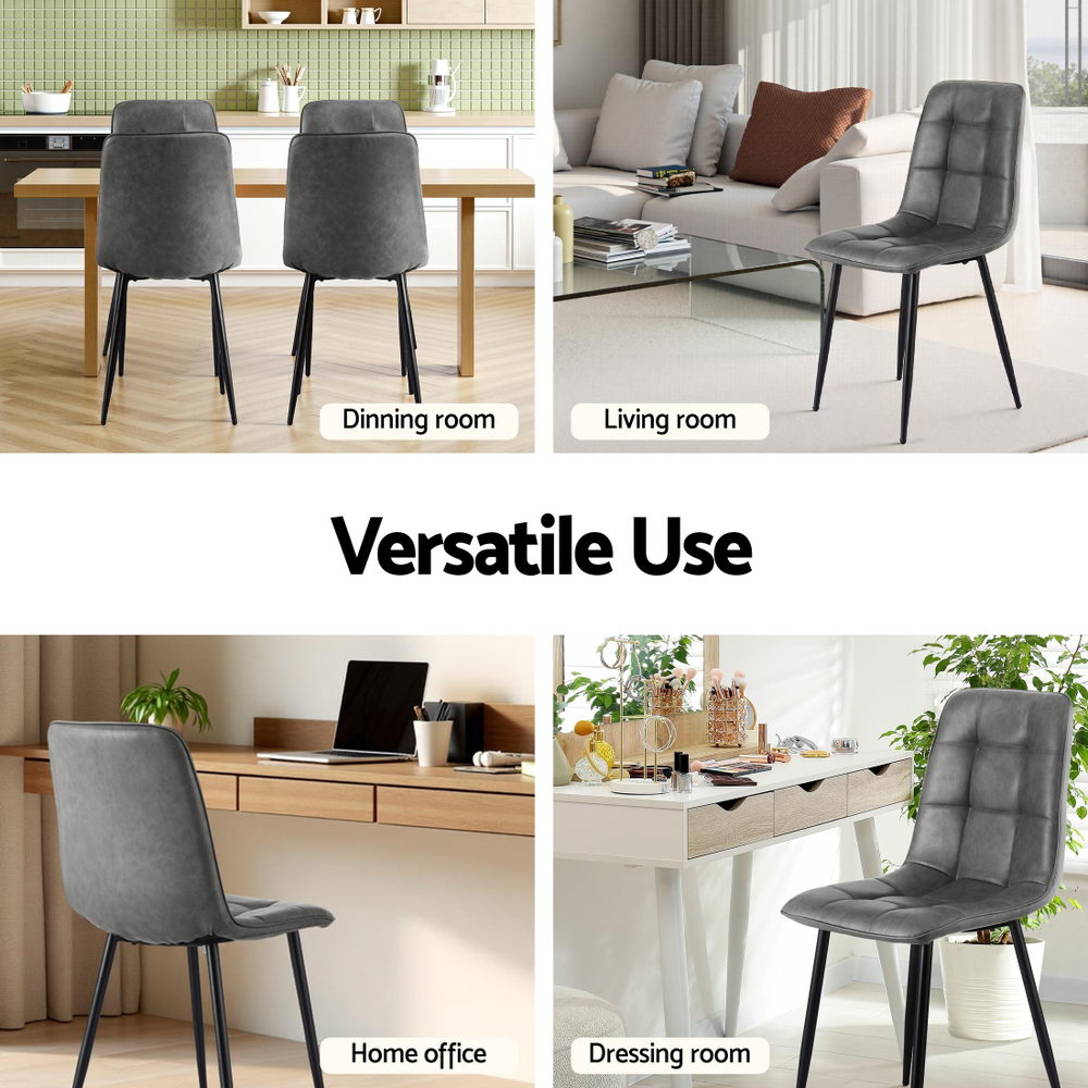 Krondorf grey faux leather dining chair in a modern dining room