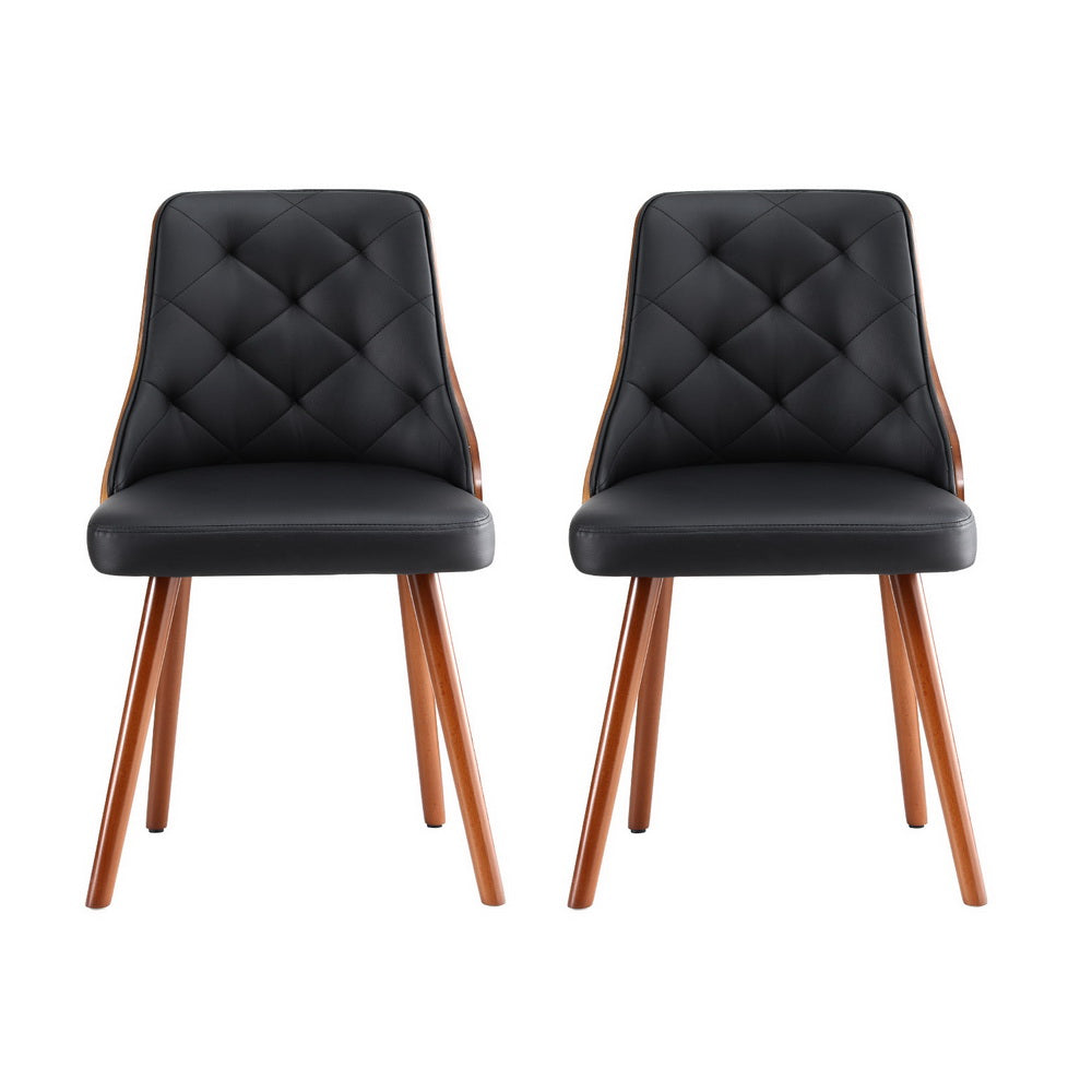 Artiss PU Leather Diamond-Tufted Dining Chairs — Set of 2, White or Black — Allure Home Collections