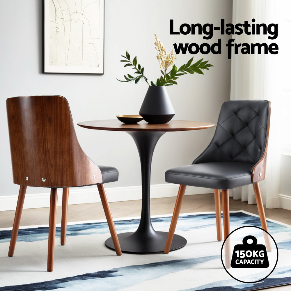Artiss Black PU Leather Diamond-Tufted Dining Chairs — Set of 4 — Allure Home Collections