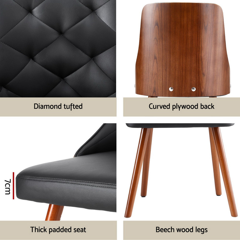 Artiss Black PU Leather Diamond-Tufted Dining Chairs — Set of 4 — Allure Home Collections