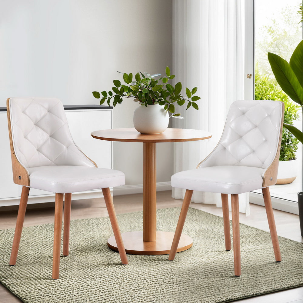 Artiss PU Leather Diamond-Tufted Dining Chairs — Set of 2, White or Black — Allure Home Collections