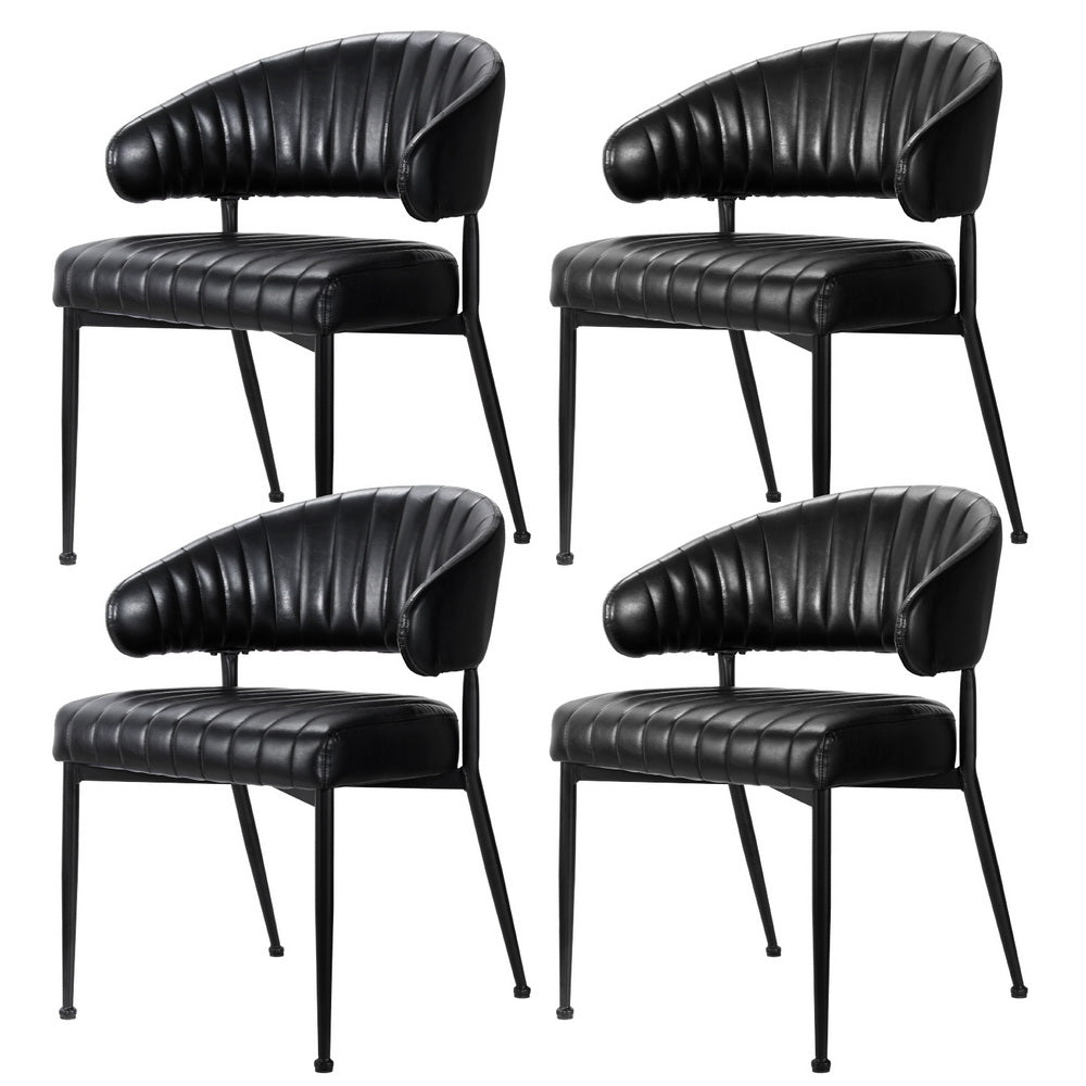 Truro black faux leather open back dining armchair