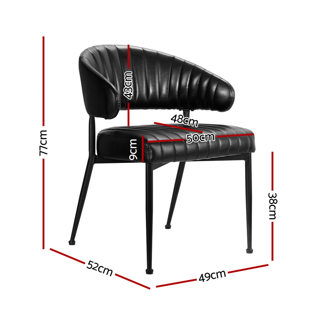 Truro black faux leather open back dining armchair