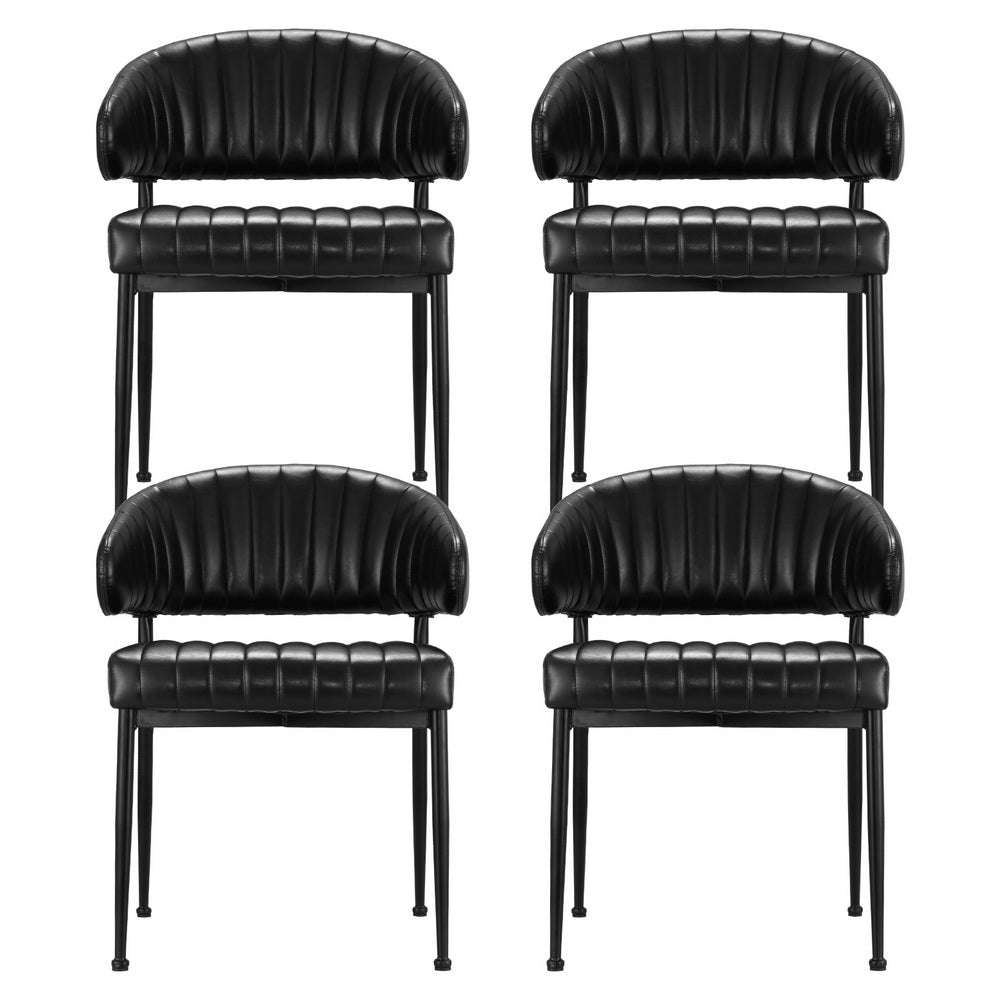 Truro black faux leather open back dining armchair