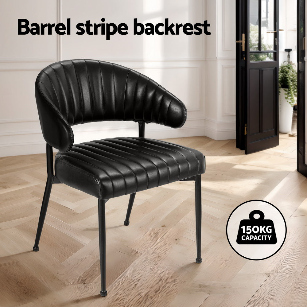 Truro black faux leather open back dining armchair