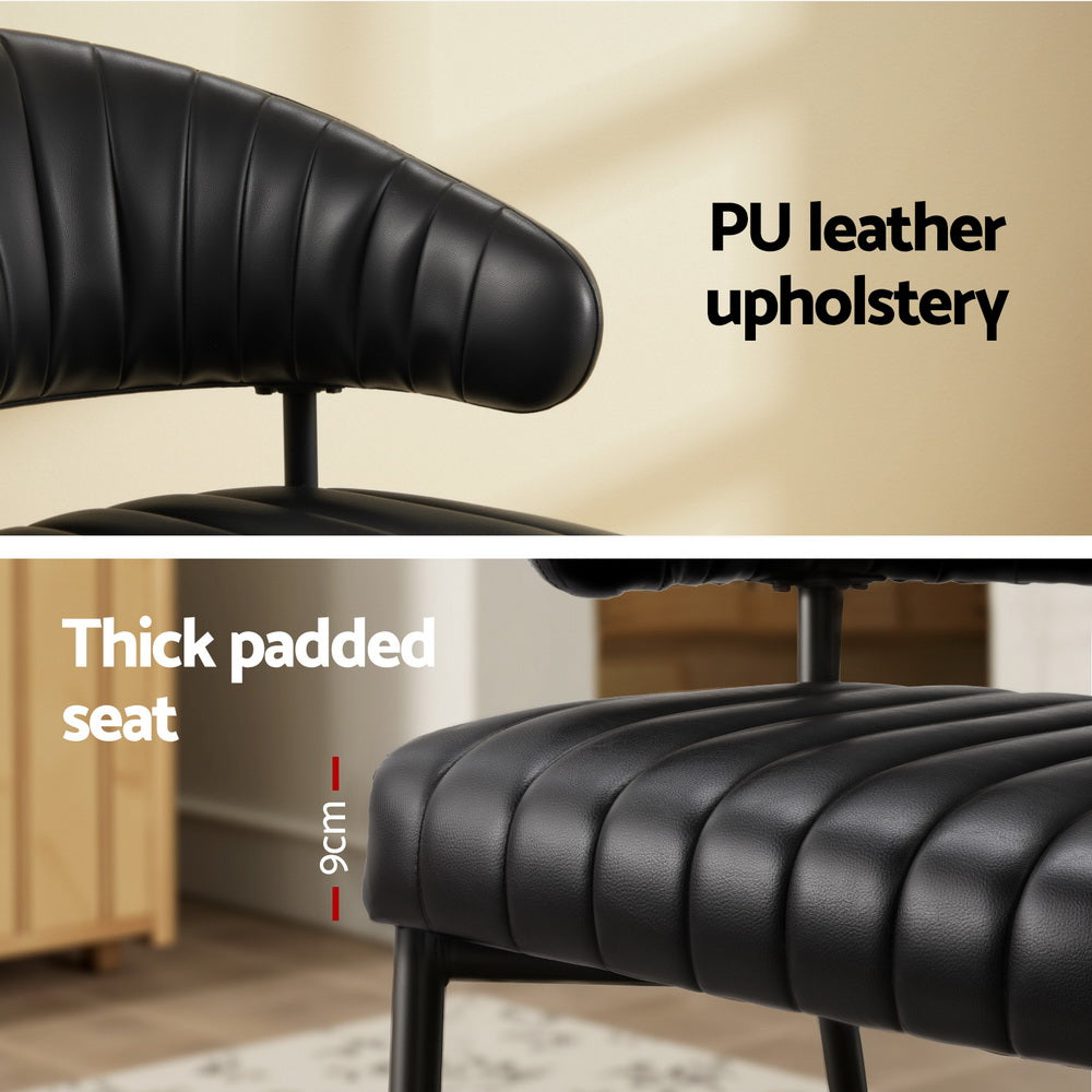 Truro black faux leather open back dining armchair