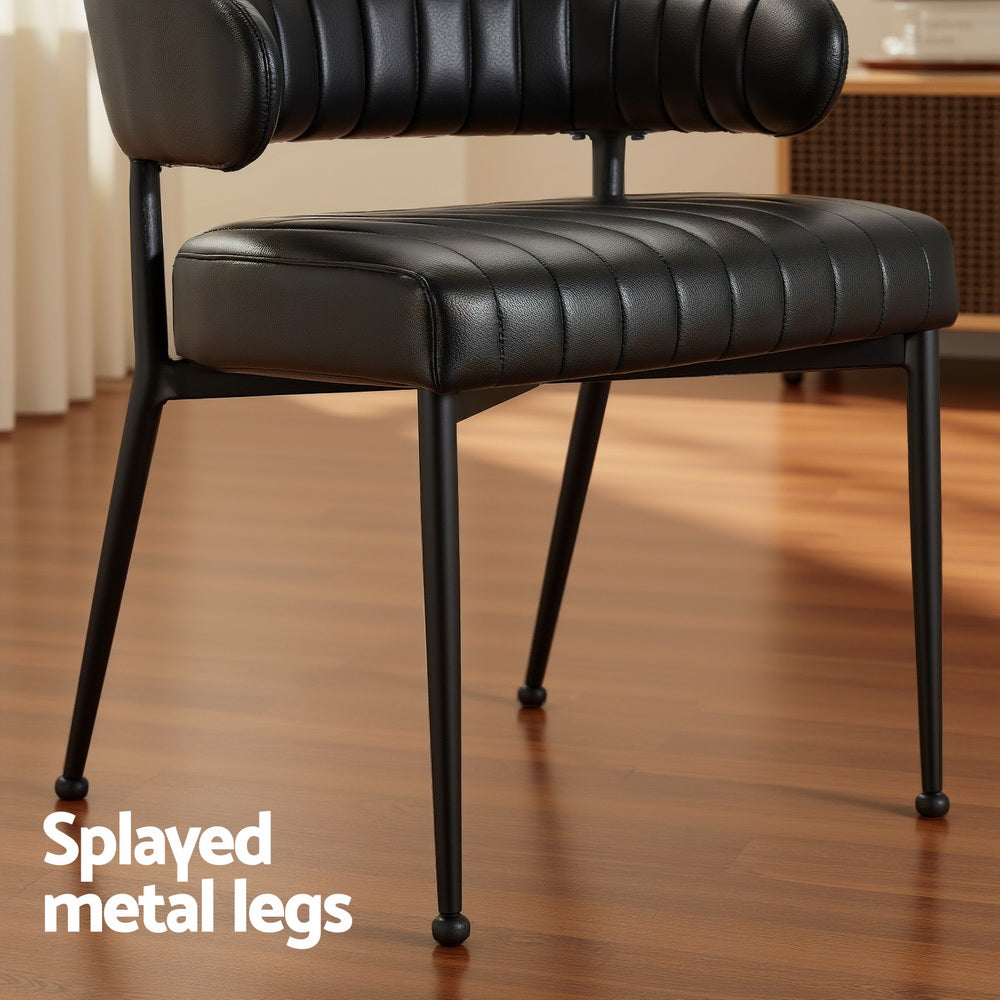 Truro black faux leather open back dining armchair