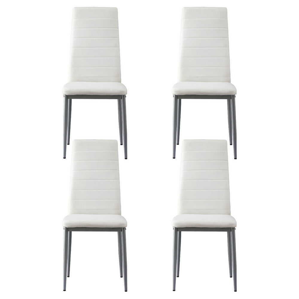 Artiss White PVC Channel-Tufted Dining Chairs — Set of 4 — Allure Home Collections