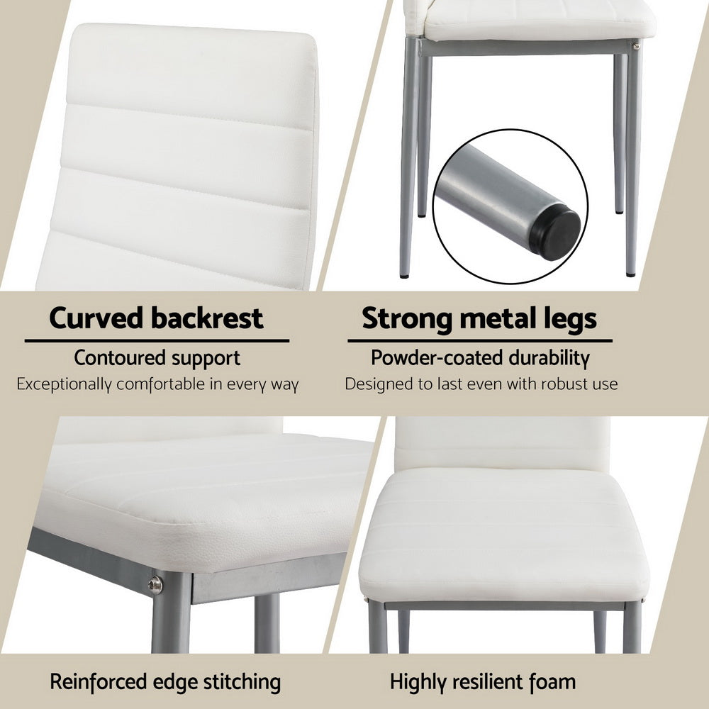Artiss White PVC Channel-Tufted Dining Chairs — Set of 4 — Allure Home Collections