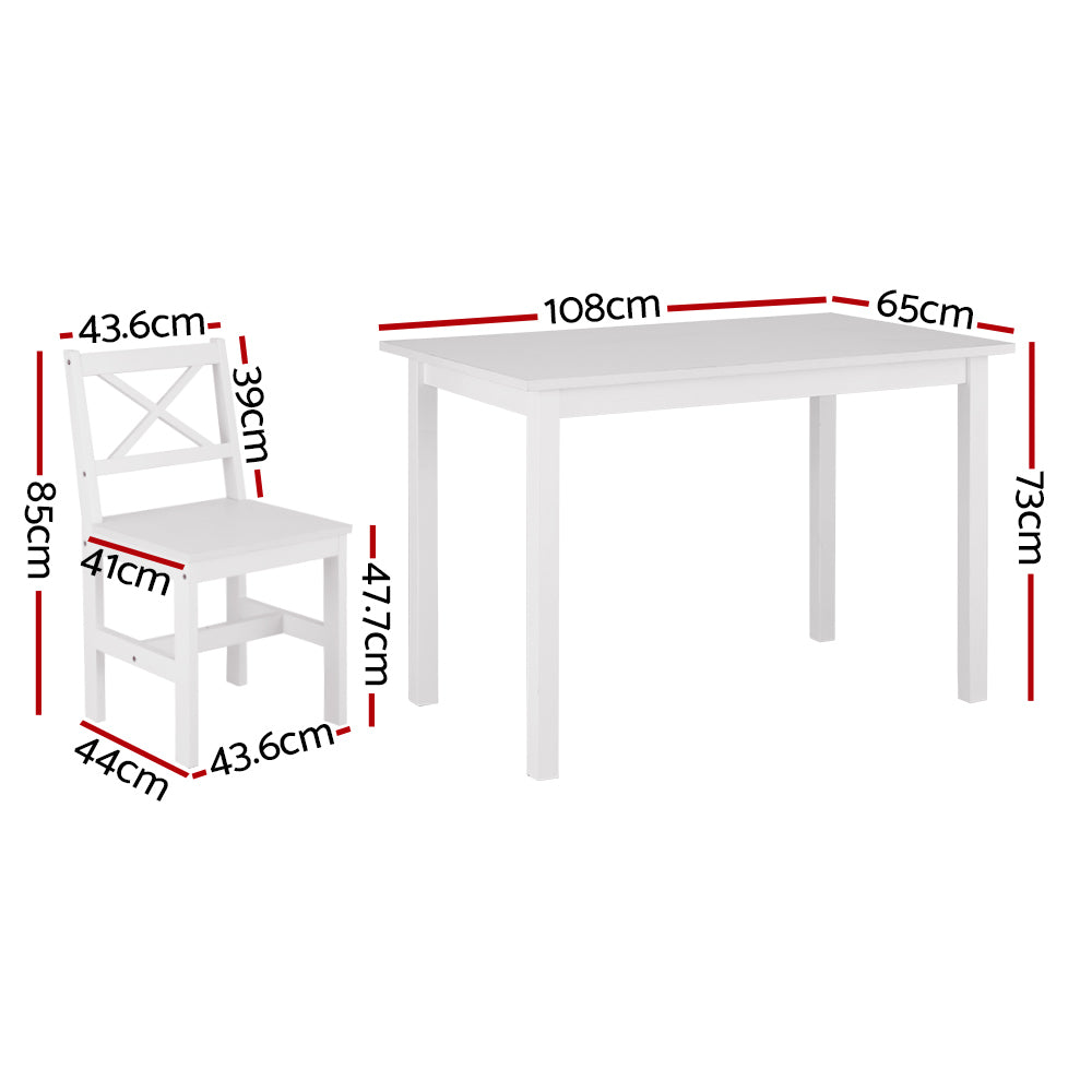Crafers 5 Piece Dining Set, White