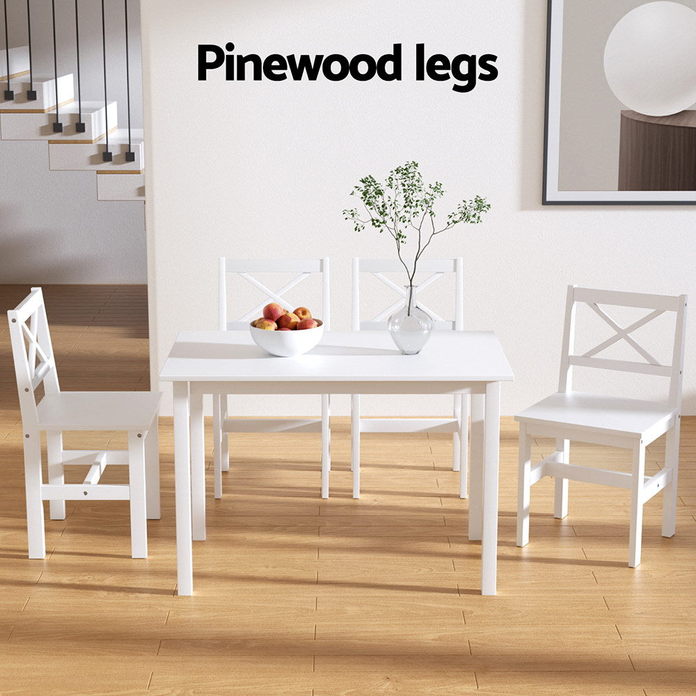 Crafers 5 Piece Dining Set, White