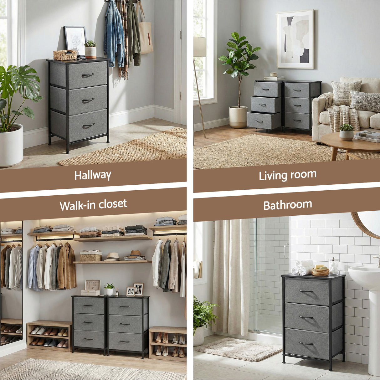 Wingello 3 Drawer Chest of Drawers, Grey 2pcs