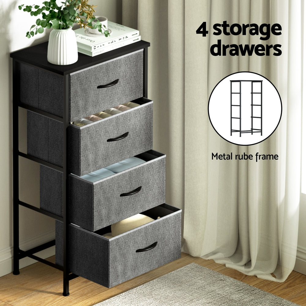Artiss 4-Drawer Storage Dresser Tallboy in Grey — Metal Frame — Allure Home Collections