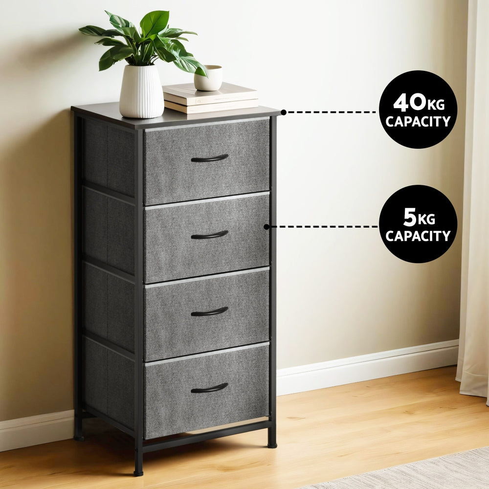 Artiss 4-Drawer Storage Dresser Tallboy in Grey — Metal Frame — Allure Home Collections