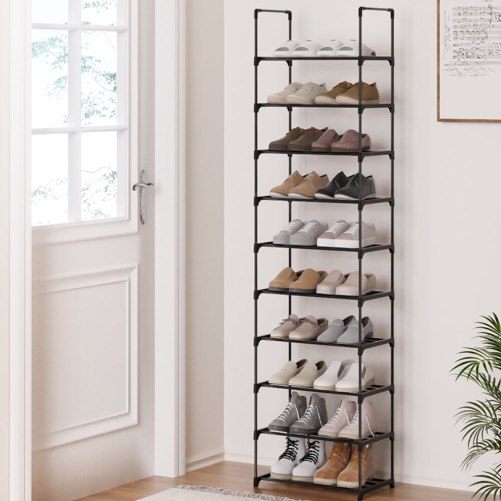 Artiss DUNN 10-Tier Stackable Black Shoe Rack — DIY, Walk-In Wardrobe — Allure Home Collections