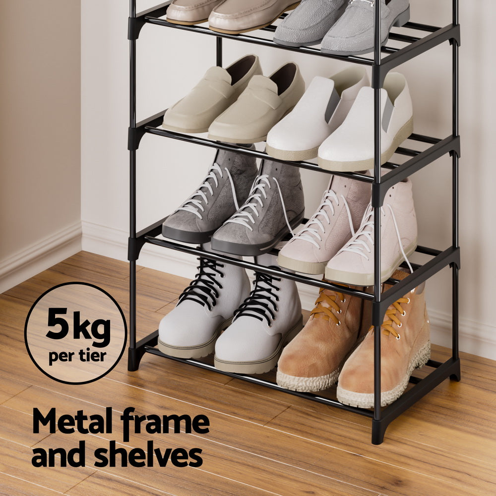 Artiss DUNN 10-Tier Stackable Black Shoe Rack — DIY, Walk-In Wardrobe — Allure Home Collections