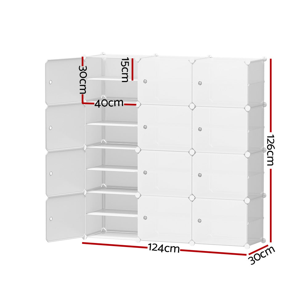 Artiss 12-Cube DIY Stackable White Shoe Rack — Multipurpose, Stylish — Allure Home Collections