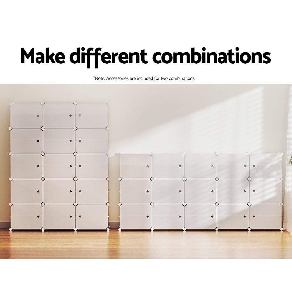 Artiss 15-Cube DIY Stackable White Shoe Rack Storage Cabinet — Allure Home Collections