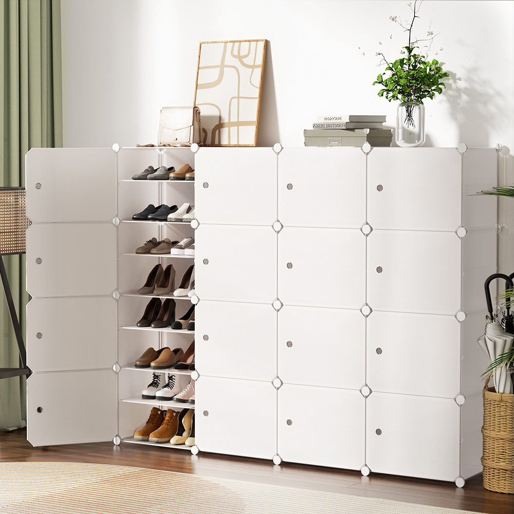 Artiss 16-Cube DIY Stackable White Shoe Rack Storage Unit — Allure Home Collections