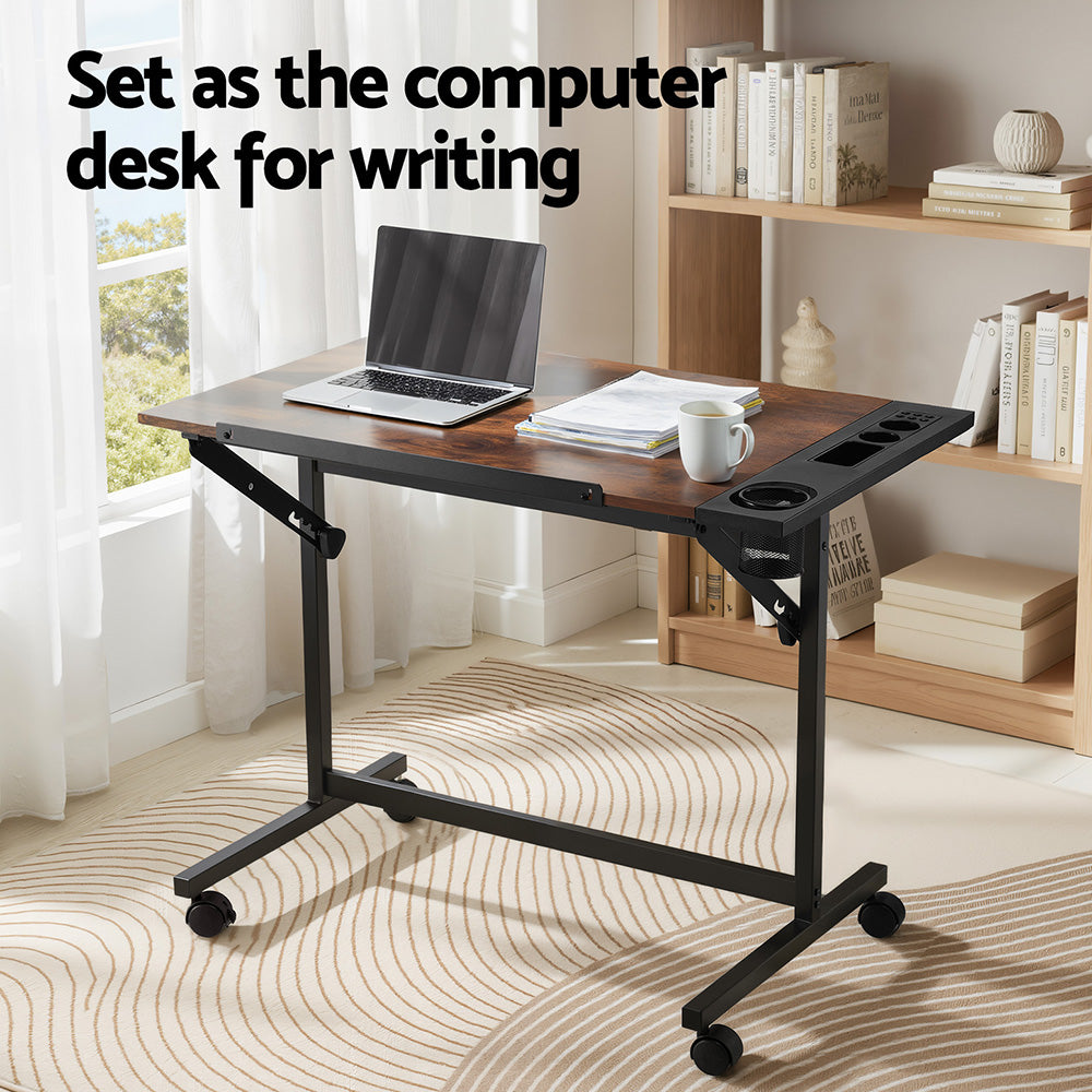 Weston rustic brown drawing desk in a home office