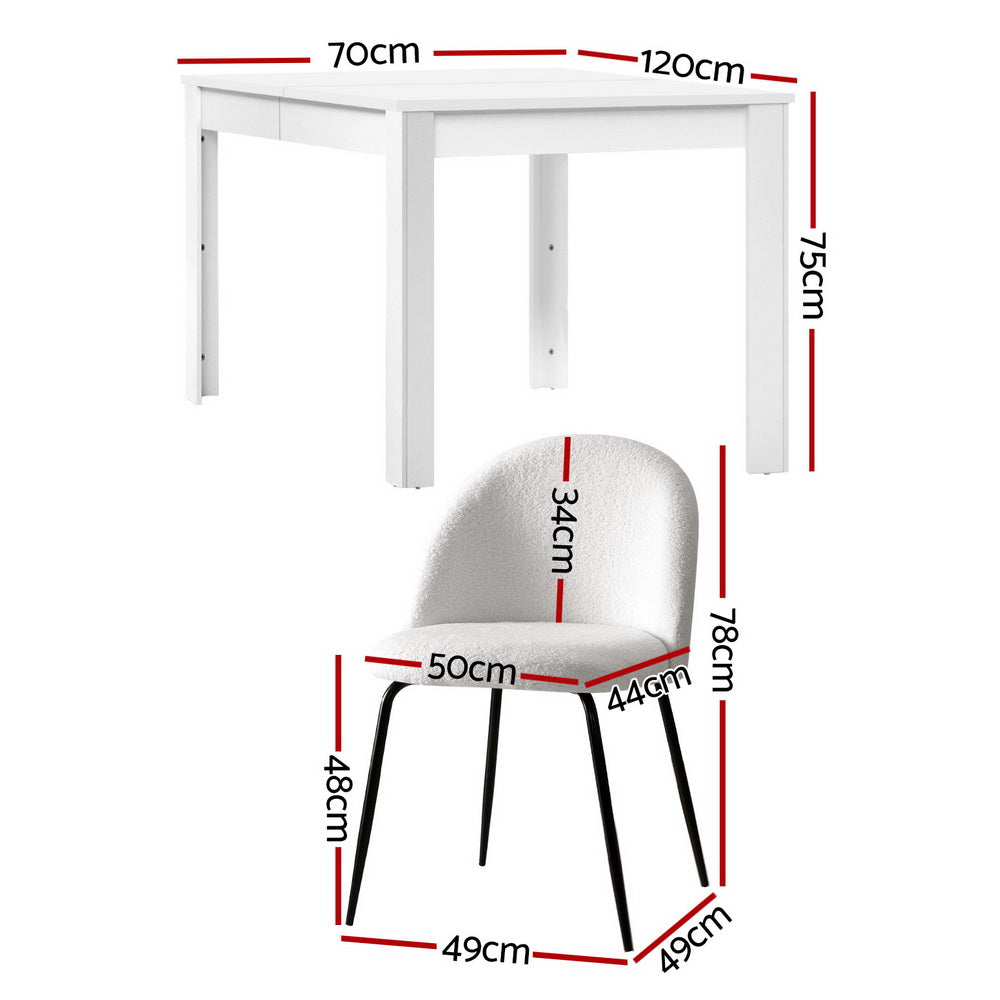 Basket Range 5 Piece Dining Set, White Sherpa