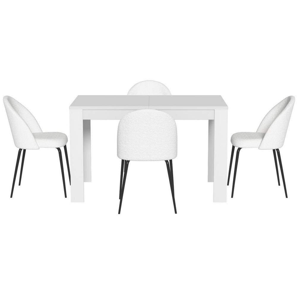 Basket Range 5 Piece Dining Set, White Sherpa