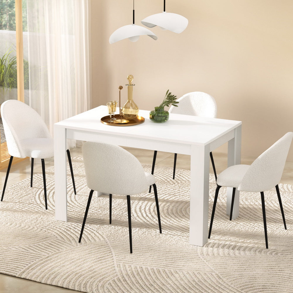 Basket Range 5 Piece Dining Set, White Sherpa