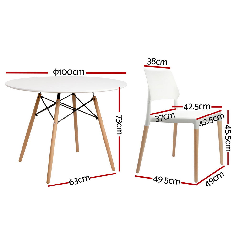 Forest Range 5 Piece Round Dining Set, White