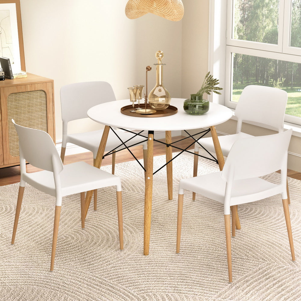 Forest Range 5 Piece Round Dining Set, White