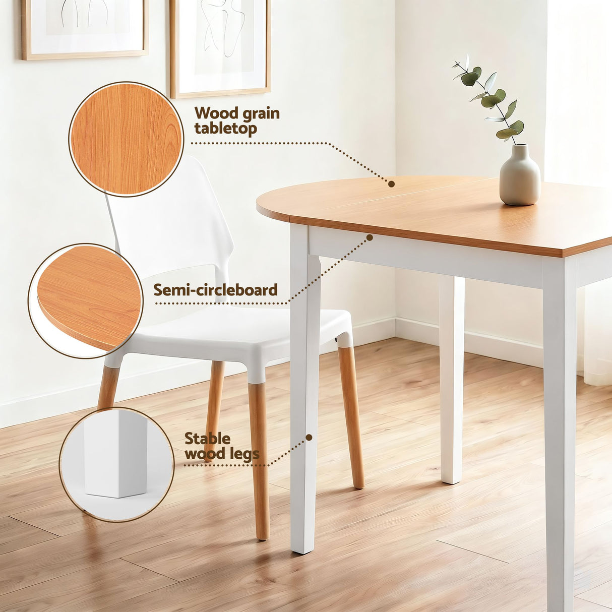 Balhannah 5 Piece Dining Set, Pine and White