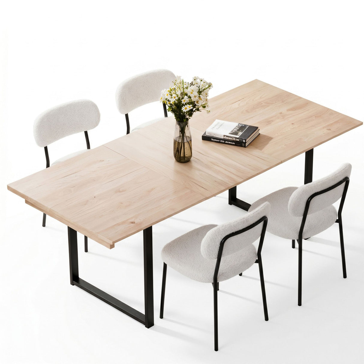 Mylor white sherpa dining set in a modern dining room