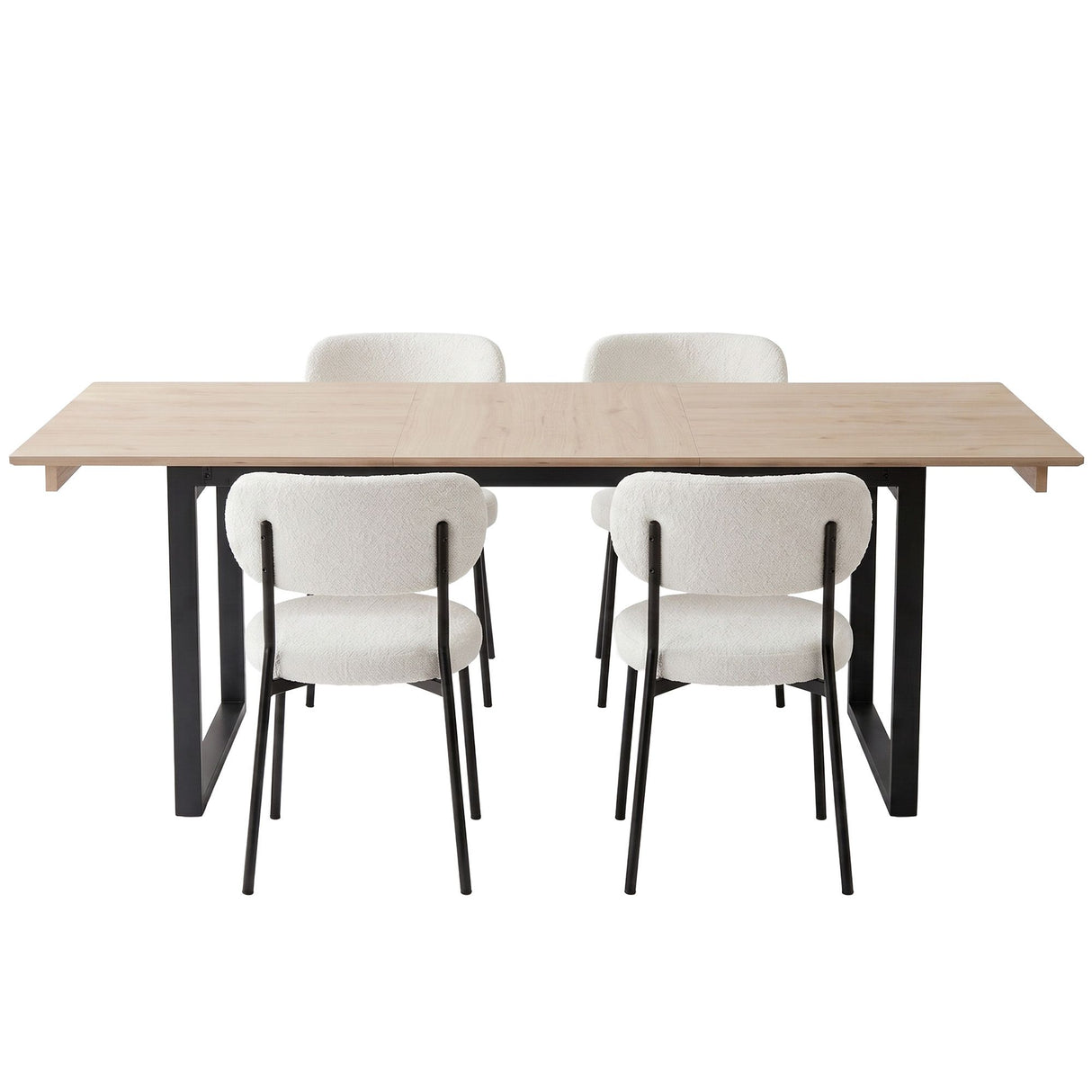Mylor 5 Piece Extendable Dining Set, White Sherpa