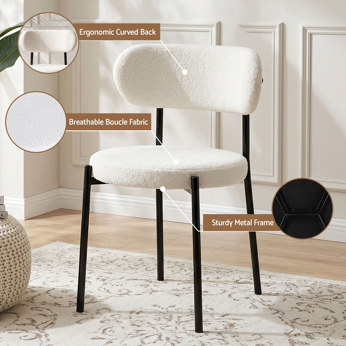 Mylor 5 Piece Extendable Dining Set, White Sherpa