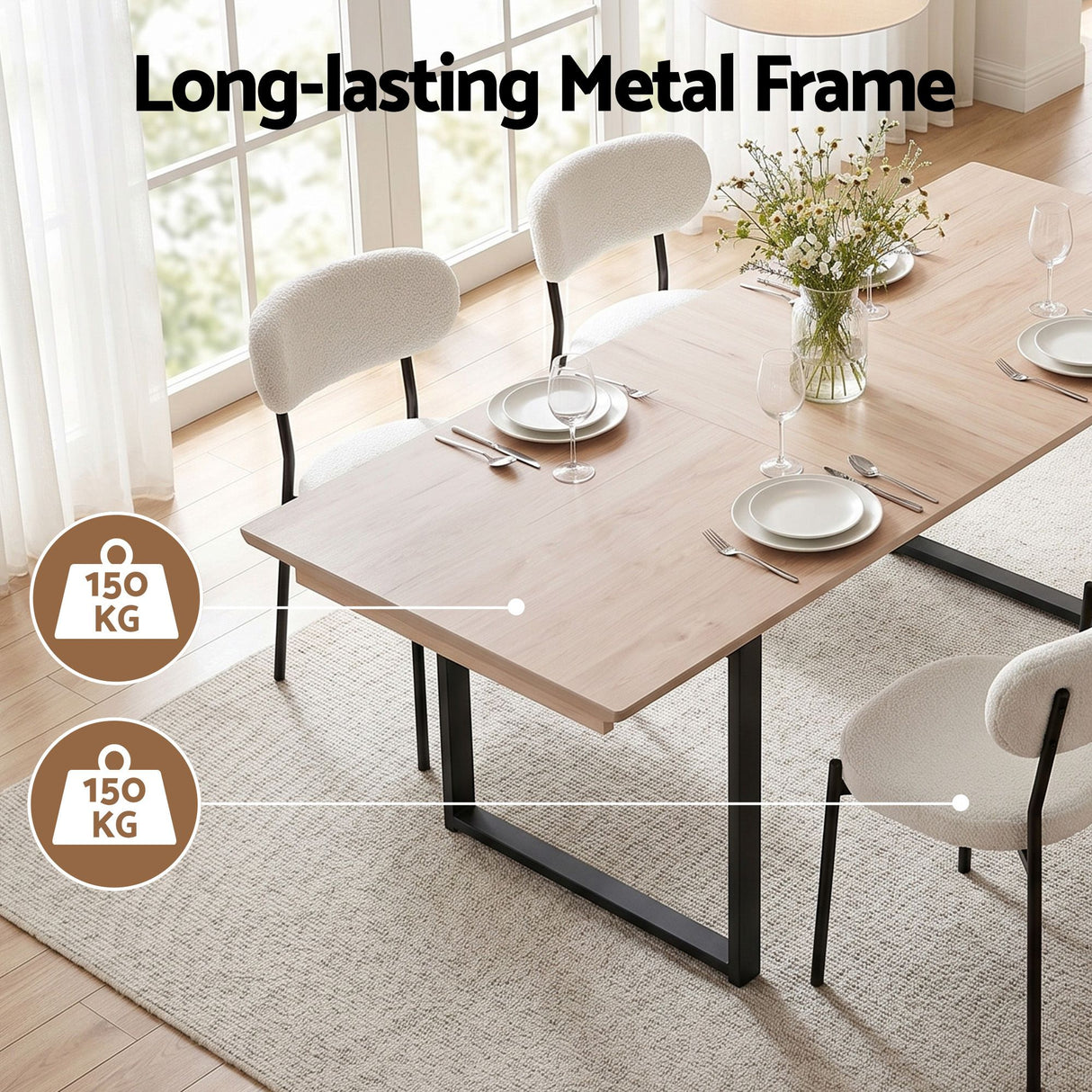 Mylor 5 Piece Extendable Dining Set, White Sherpa