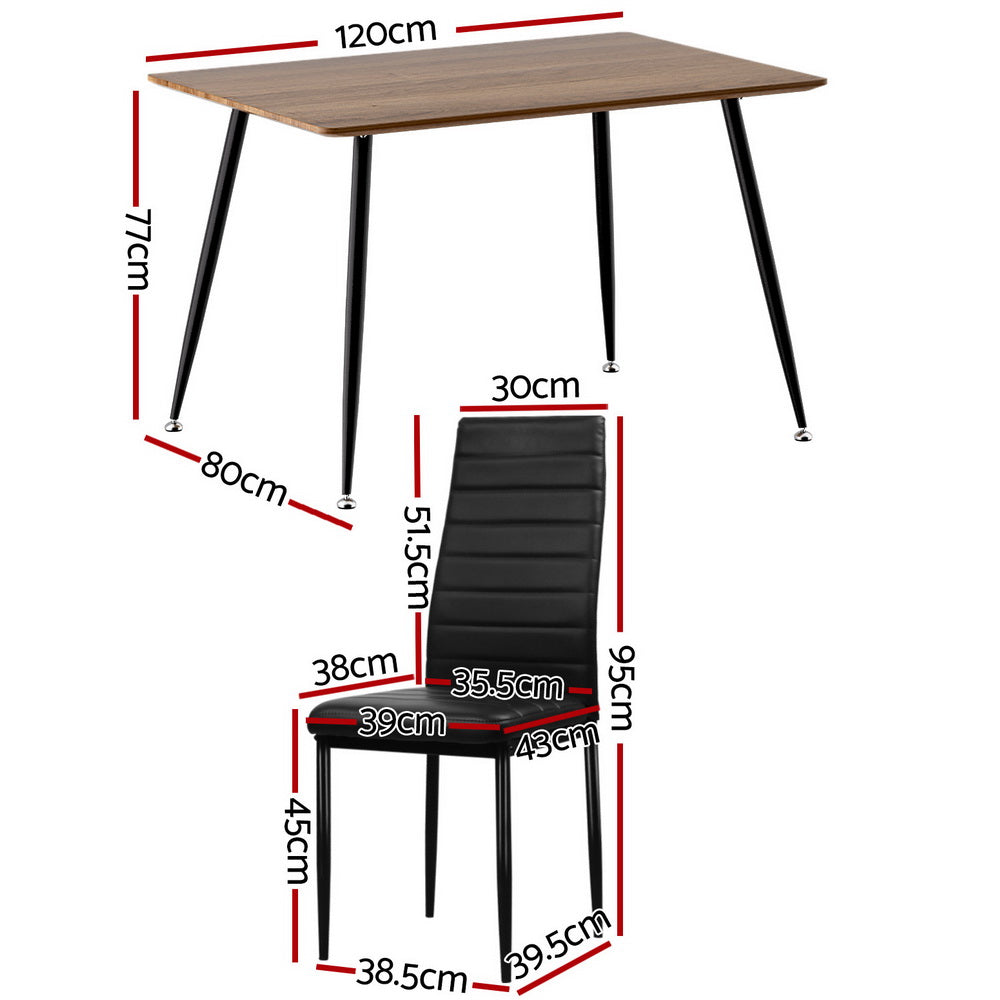 Piccadilly 5 Piece Dining Set, Black