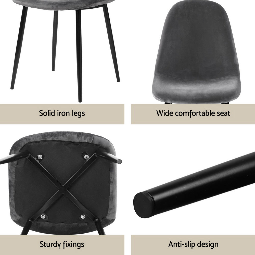 Piccadilly 5 Piece Dining Set, Dark Grey Velvet