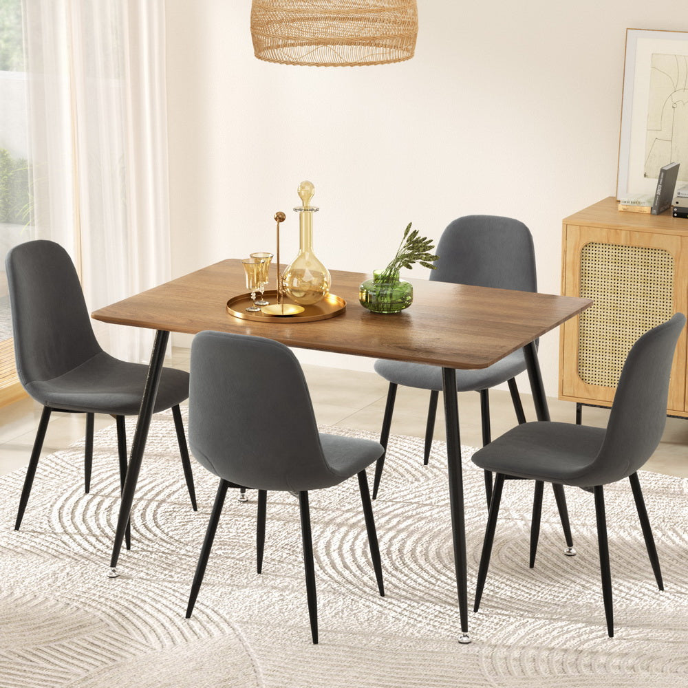 Piccadilly 5 Piece Dining Set, Dark Grey Velvet