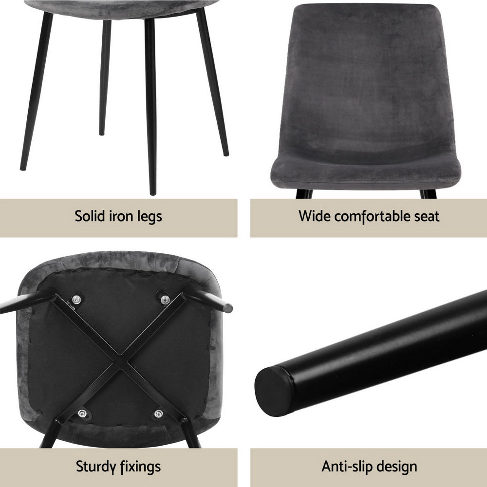 Piccadilly 5 Piece Dining Set, Grey Velvet
