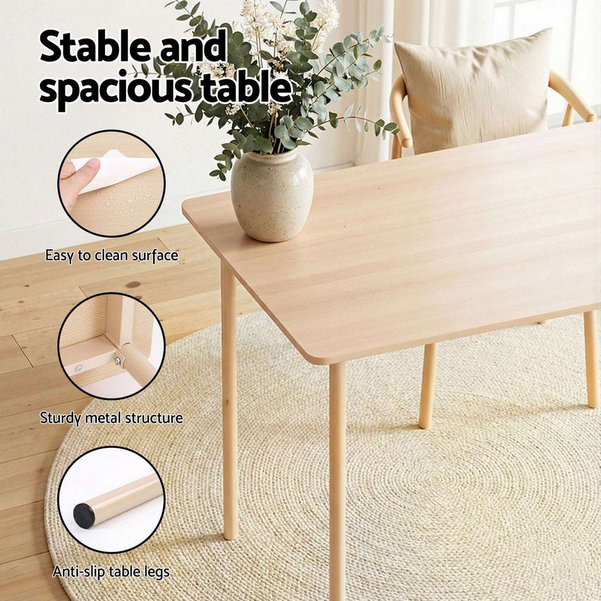 Summertown 5 Piece Dining Set, Natural and Beige