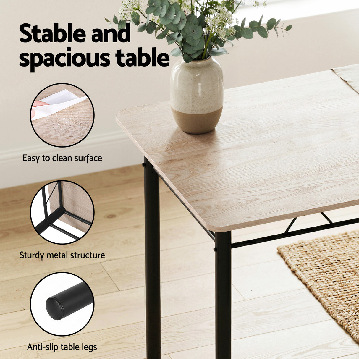 Summertown 5 Piece Dining Set, Oak and Black