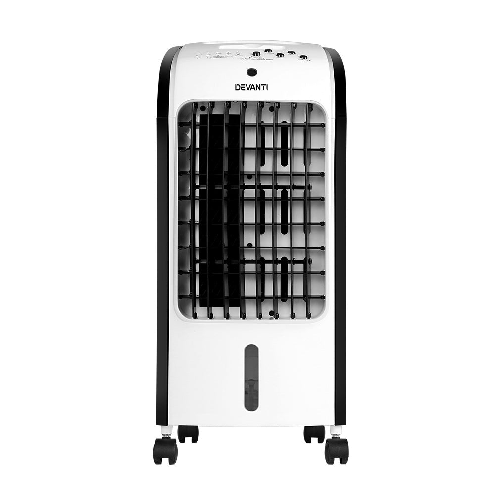 Button control panel and LED indicators on top of the 4 L air cooler