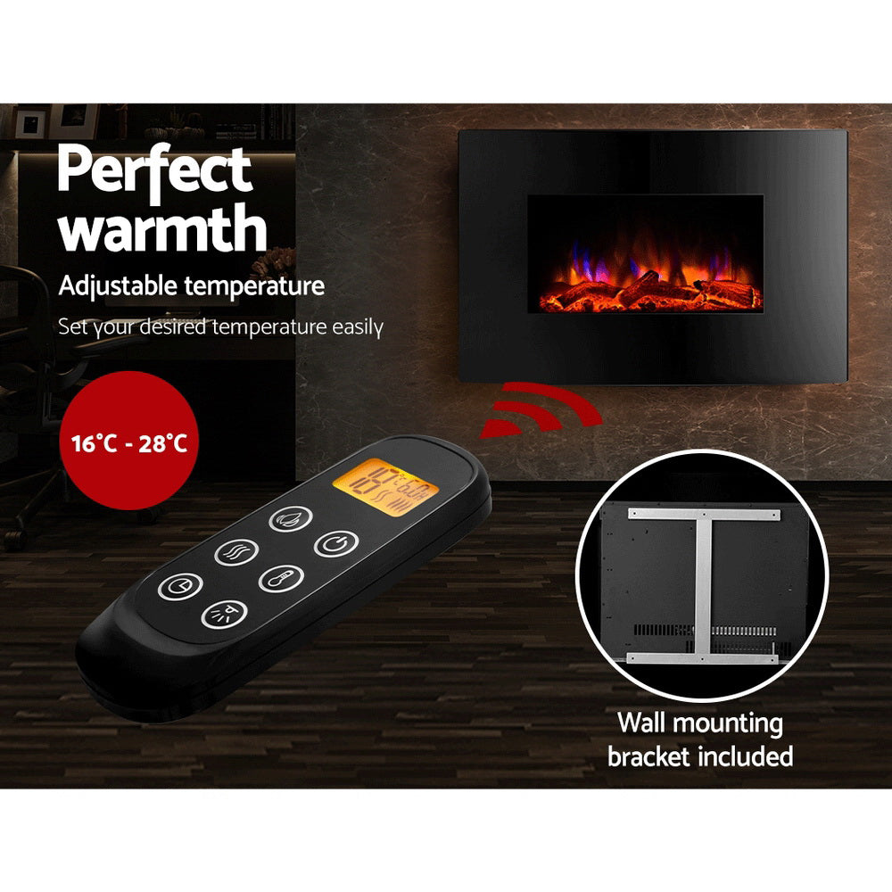 Remote control supplied with the 2000 W electric fireplace