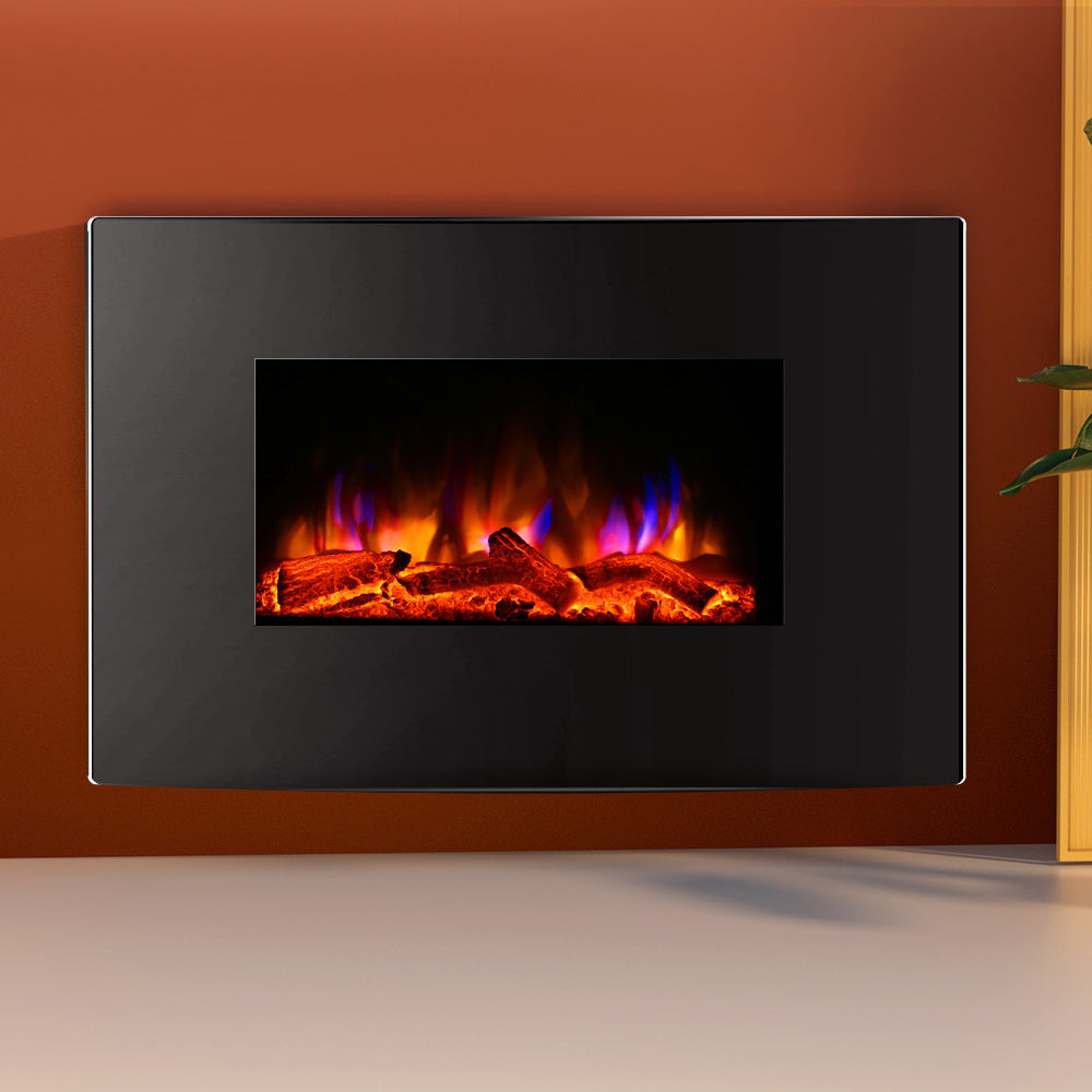 Dimension diagram of the fireplace glass casing, 91 x 58 cm