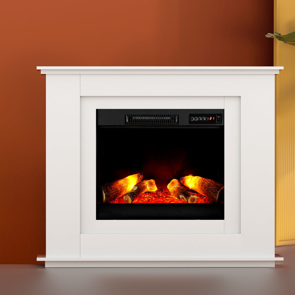 Dimension diagram of the white mantel fireplace, 100 x 28.5 x 85 cm